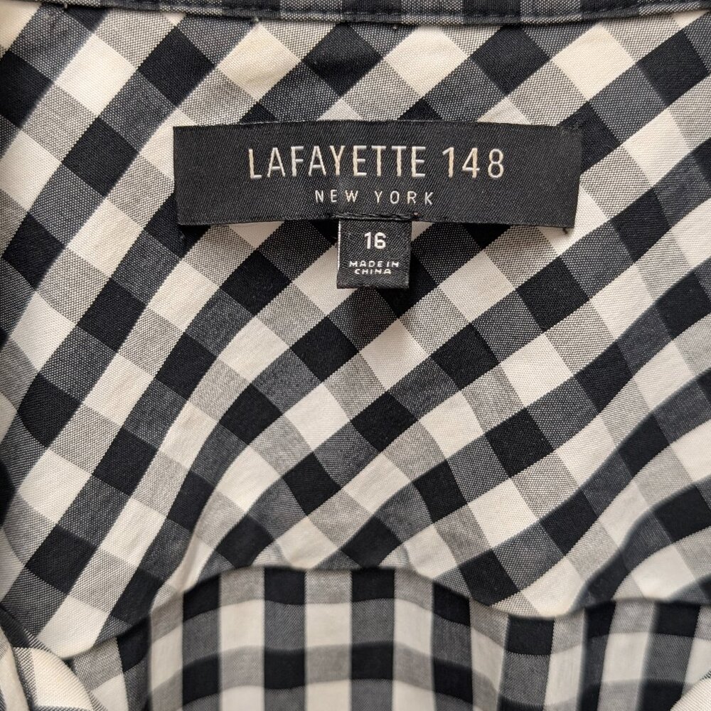 Lafayette 148 Button-down Stretch Cotton Shirt, ,  Black/White/Grey Check